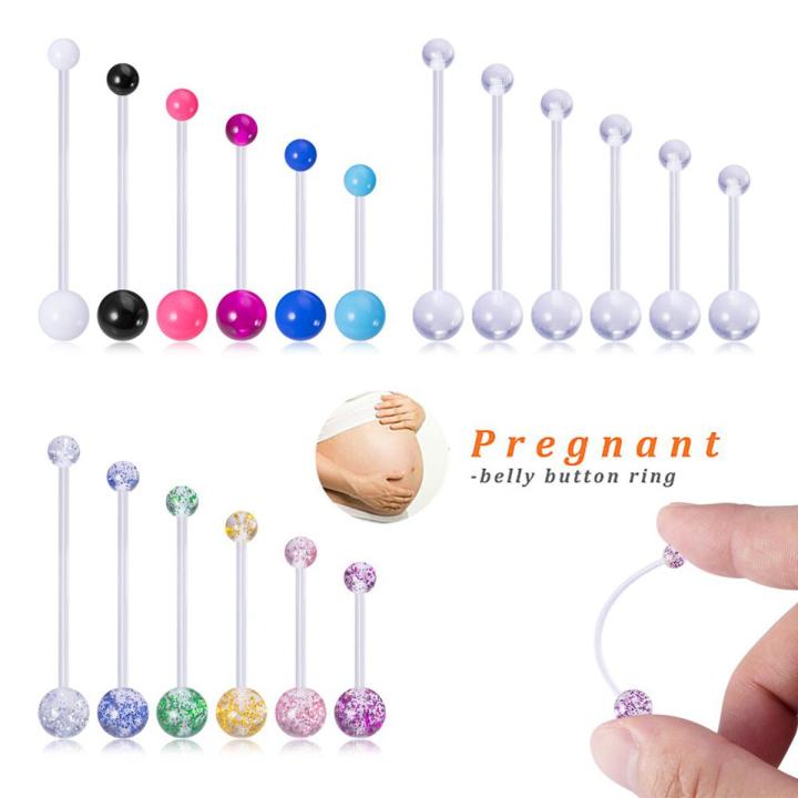6Pcs Plastic Pregnancy Belly Button Rings Acrylic Long Bar Navel