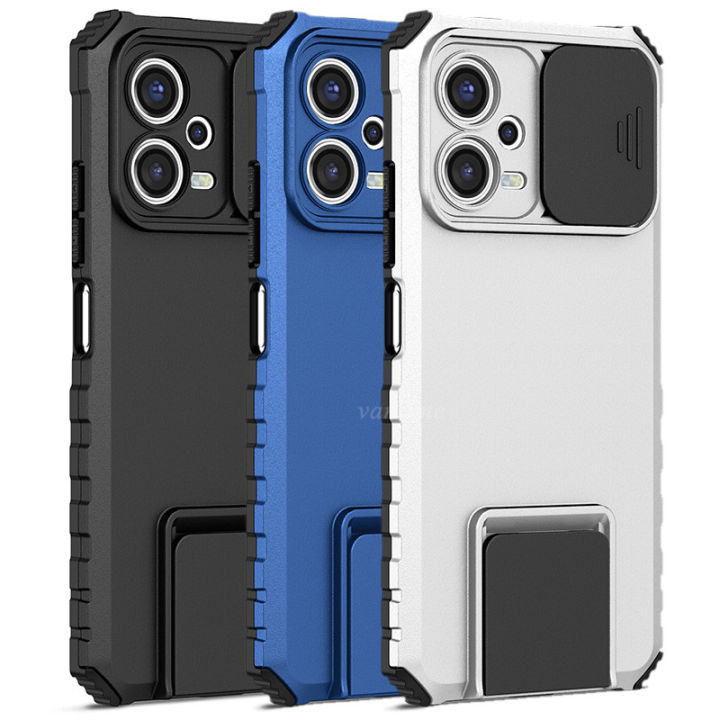 For Xiaomi Poco X5 5G / Redmi Note 12 5G Phone Case Hard Sliding Lens Protect Kickstand Back Cover