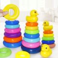 Baby puzzle development rainbow tower nesting toys 0-3 years old baby tumbler toys Color Stacking Rings Cups Toy Kids Toddler.
