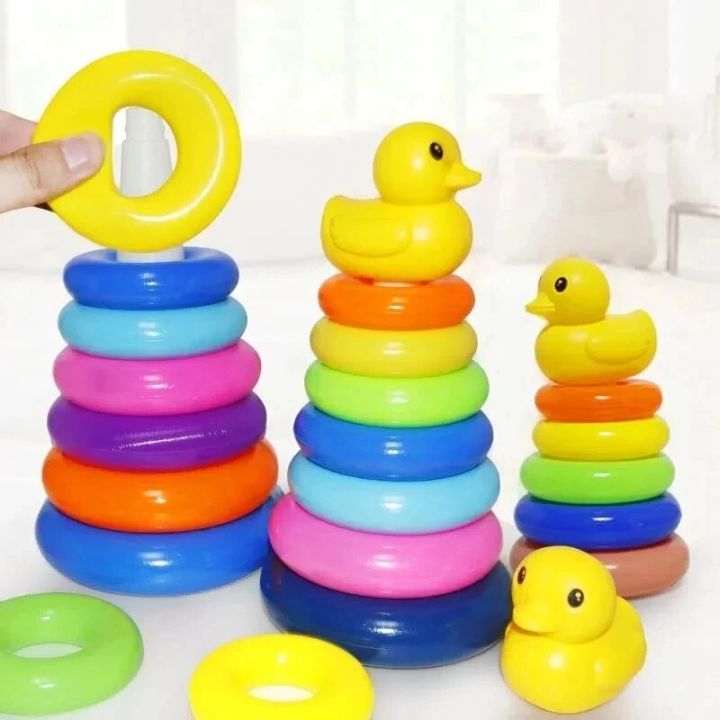 Baby puzzle development rainbow tower nesting toys 0-3 years old baby tumbler toys Color Stacking Rings Cups Toy Kids Toddler