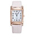 Men Women Watches Leather Band Square Dial Quartz Analog Wrist Watch 1MYV 4CZB 6T31.