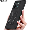 New Phone case Vivo Y28 4G Back cover matte Invisible Hard Bracket Slim Back cover PU Leather Phone casing +Universal Kickstand.
