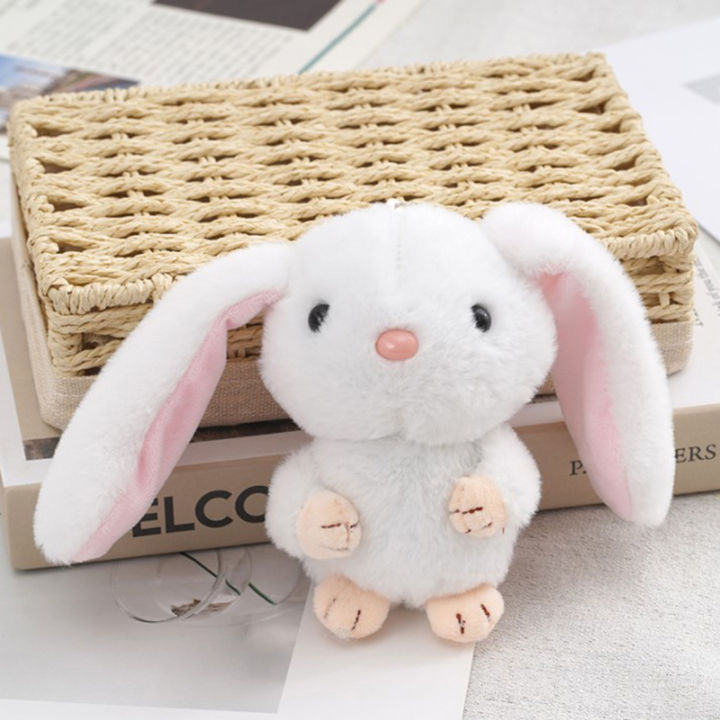 Long-eared rabbit doll pendant cute little white rabbit plush gift doll bag keychain pendant gift children sleeping doll