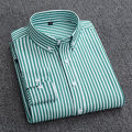 Mens Dress Shirts Striped Long Sleeve Spring Autumn Smart Casual Business Non-Ironing Slim Fit Formal Men's Shirt Blue White. 
