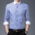 Quality all cotton striped long sleeved shirt, versatile business and casual men's top, cardigan shirt. 