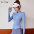 Autumn Sport Jacket Women Long Sleeve With Thumb Hole Yoga Shirt Zipper Design Fitness Sports Top Coat Workout Running Gym Wear. 