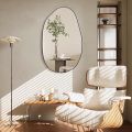 Irregular Wall Mirror, Asymmetrical Mirror, Large Vanity Mirror for Wall Decoration, Modern Wood Framed Mirror for Living Room Bedroom Bathroom Entryway Mirror, 33.5"×20.5". 