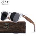 GM Brand Transparent Color Frames Sunglasses Men Women's Polarized Delicate Fashion Handmade Wood Sunglasses With Box. 