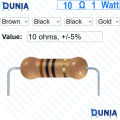 10 ohm 1 watt One watt Resistor ±5% 10Ω 10 ohms Metal Oxid Film Resistance. 