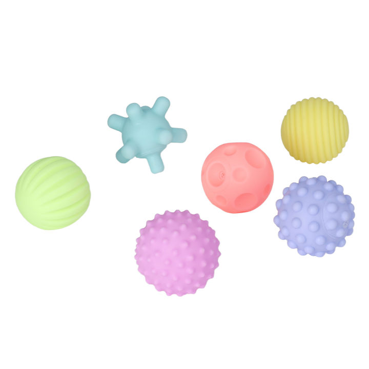 6pcs Baby Textured Ball Set Infant Funny Soft Elastic Multicolor Squeezing Sensory Ball Toy for Home Soft Textured Ball