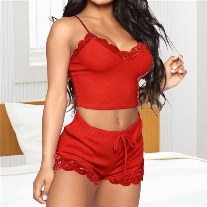 Pajamas%20For%20Women%20Set%20Soft%20Comfortable%20Satin%20Sleepwear%20Women's%20Nightie%20V-neck%20Bra%20Briefs%20Pajama%20Sets%20Bandage%20Clothing%20Sets%20-%20Image%207