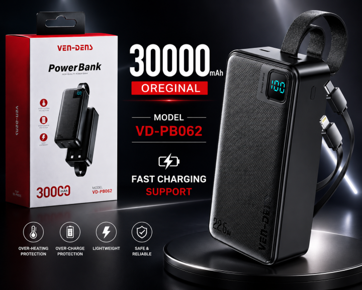 Original Vendens Fast Charging Support Power Bank | 10000mAh | 20000mAh | 30000 mah