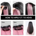 Synthetic 1 PC Colored 2Clips in Hair Extension Straight Hairpieces Pink Purple Green Natural Hair Extension Hair Pieces.