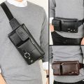 Men's Waist Bag PU Leather Bag Crossbody Chest Bag for Men. 