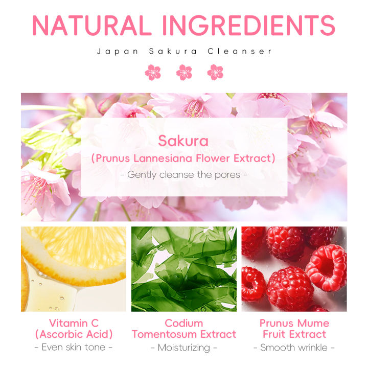 LAIKOU%20Japan%20Sakura%20Face%20Cleanser%20Sakura%20Cream%20Face%20Serum%20Brightening%20Whitening%20Cherry%20Blossom%20Skin%20Care%20Set%203pcs%20-%20Image%204