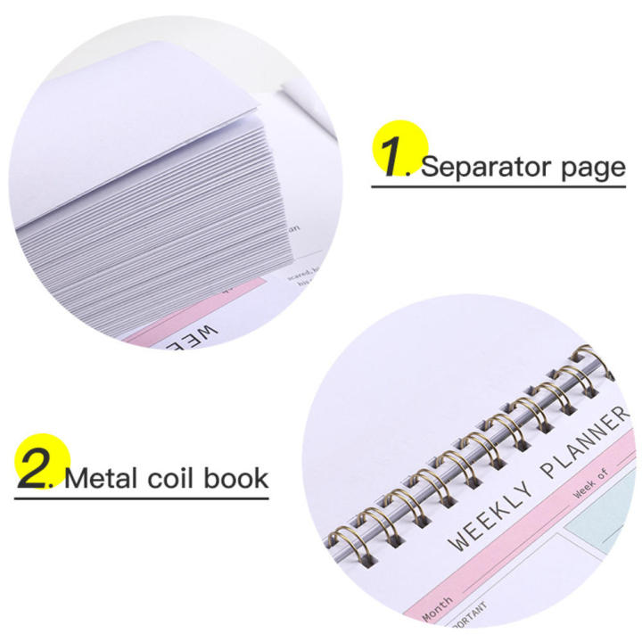 Daily schedules Weekly planner Tasks To-do Top priorities Binder notebook With notes Wide Journal agenda for Weekly planning Stationery School Office Schedule