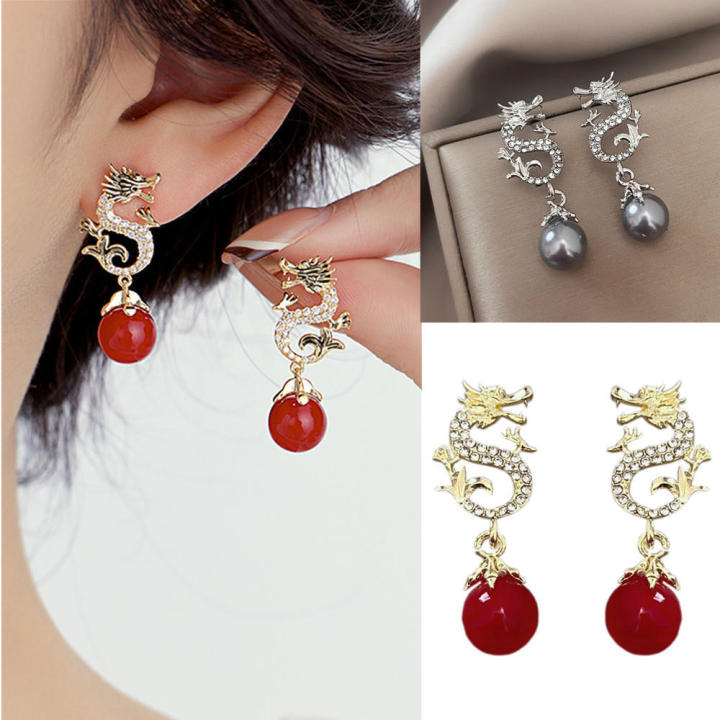 Festive%20Dragon%20Earrings%20Auspicious%20Peal%20Dragon%20Dangle%20Earrings%20Jewelry%20for%20Party%20Accessory%20Women%E2%80%99s%20Fashion%20Gift%20Idea%20Ethnic%20Wear%20-%20Image%202