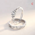 1Pair Couple Ring Crystal Diamond Wedding Engagement Jewelry Adjustable Rings WANNA.