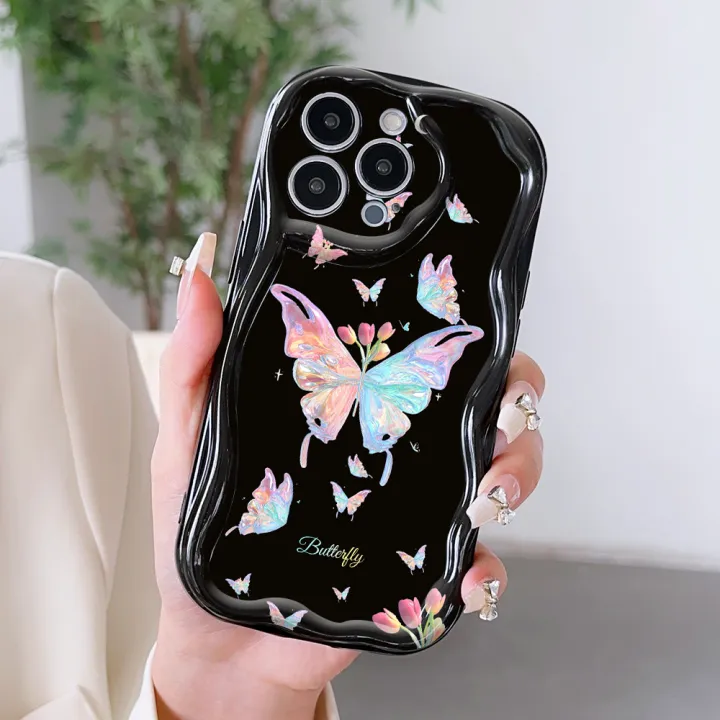 Hontinga%20for%20Realme%2011%204G%20Back%20Cover%20Colorful%20Butterfly%20Phone%20Case%20Cream%20Texture%20Wavy%20Edge%20Soft%20Mobile%20Cover%20-%20Image%206