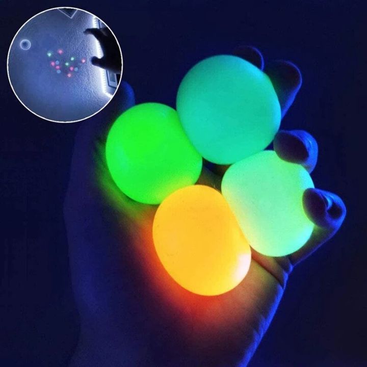 【Nice Day Toy Findings Store】Glow Fidget Toys Globbles Sticky Balls Ceiling for Children Anti Stress Reliever Toys Squishy Luminous Ball Pressure Fidget Toy
