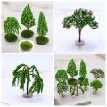 Artificial Moss Rocks/Wooden Base Model Trees Garden Decor Accessories Natural Green Simulation Fake Trees Plastic Dollhouse Mini Tree Kids Toys. 
