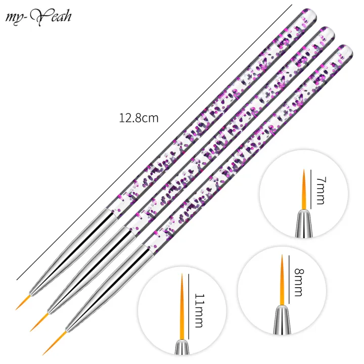 Myyeah%203Pcs/Set%20Nail%20Art%20Acrylic%20Handle%20French%20Lines%20Stripes%20Liner%20Painting%20Brush%20Flower%20Pattern%20Design%20Drawing%20Pen%20Manicure%20Tool%20-%20Image%208