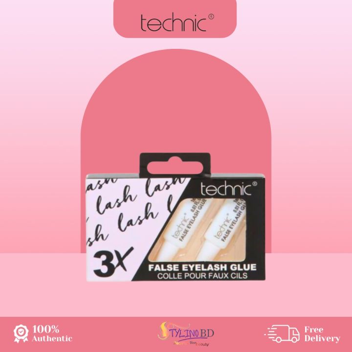 Technic 3x False Eyelash Glue - Pack of 3 Tubes CLEAR Fake False Adhesive Set