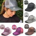 2021 Glitter Women Baseball Cap Ponytail Mesh Snapback Hat Casual Sport Sun Caps Sequins Shining Washed Cotton Adjustable Hats.