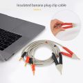 1 pair insulated banana plug clips cable Low Resistance LCR Clip Probe Leads Test Meter Terminal Kelvin New. 