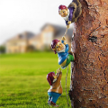 Naughty Fairy Garden Gnomes Statue, Resin Garden Gnome Tree Hugger Outdoor Decor Accessories For Lawn Patio. 