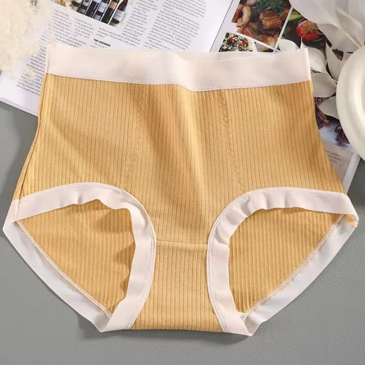 New%20Cotton%20Panties%20Plus%20Size%20Women's%20Underwear%20High%20Waist%20Tummy%20Control%20Briefs%20Underpants%20Female%20Solid%20Color%20Lingerie%20-%20Image%205