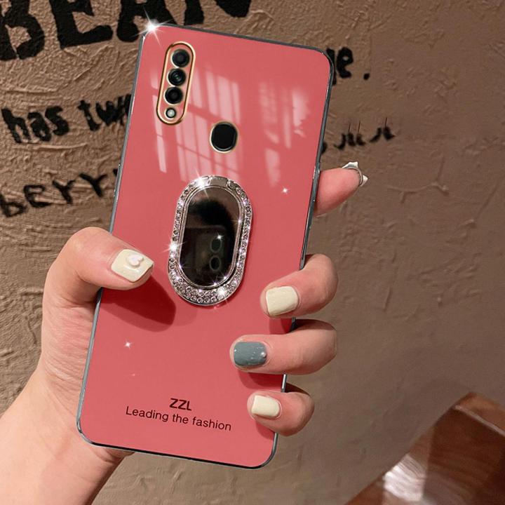 For OPPO A31 Back Cover Rhinestone Ring Holder Stand Shiny