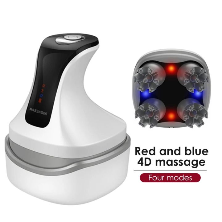 4D Electric Scalp Head Massager Health Care Red Blue Light Therapy For Hair Growth Products Antistress Kneading Head Scratcher