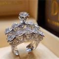 HOYON 18K White Gold Color Diamond Style Ring Set For Women Fine Luxury 925 Sterling Silver Color Moissanite Wedding Jewelry.