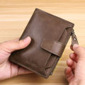 Wholesale 2024 New Men's Wallet Genuine Leather Short Zipper Wallet Multifunctional Driver's License Card Holder Vertical Wallet. 