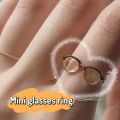 Fashion Cute Mini Glasses Shape Open Adjustable Ring For Women Funny Personality Sweet Cool Glasses Tail Ring Party Jewelry Gift Mzea.