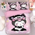 Cute Kuromi new four-piece bed sheet set with bunk bed single bed three-piece set Sanrio anime girly heart bedding wholesale.