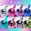 LILYCUTE 7ml Milky White Snowflake Gel Nail Polish Pink Snow Sequins Glitter Color Semi Permanent Manicure Nails Art Gel Varnish.