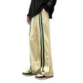 Autumn and Winter New Men's Casual Pants Korean Style Fashion Brand Striped Breasted Straight-Leg Trousers Loose Draping Effect Wide-Leg Pants.