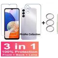 3in1 Protector Combo Pack for Samsung Galaxy A24 4G (Clear Screen Protector Glass+Back Hydrogel Protector Poly+9h Camera Lens Protector). 