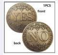 Bronze color toss coin, yes/no/yes-no decision coin - gift box.