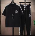 Drop Shoulder Doll Style Mash T-Shirt and Trouser Combo for Men - Soft fabric and comfortable.