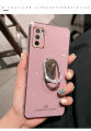 For Xiaomi Redmi Note 10 5G Back Cover + Rhinestone Ring Holder Stand Shiny Plating Square Bumper Girls Phone Case Soft TPU Silicone Shockproof Protective Cover. 