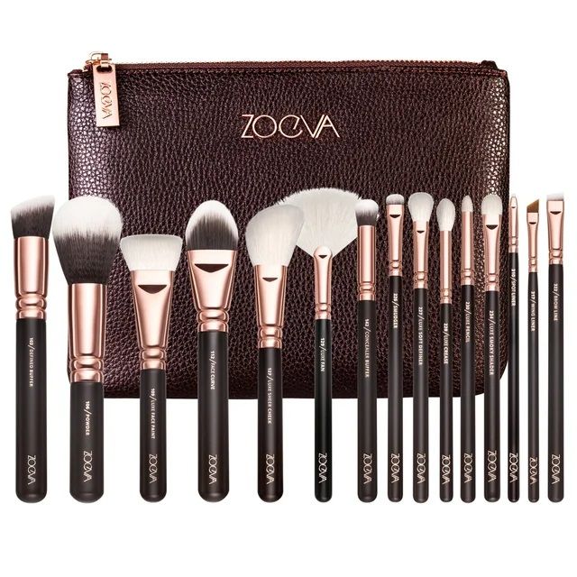 15 Pcs/Set Brown Colour Makeup Brush Set with Bag
