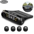 EsoGoal Tyre Pressure Monitoring System Solar TPMS Car Tyre Pressure Alarm System with LCD Display 4 External Sensors USB Charging Suitable For Commercial Car Jeep Off-road Vehicle Minibus And Sedan Car. 