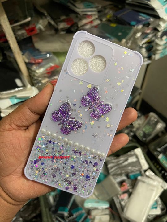 For Realme C53 /C51 /N53 Case Sparkling Star Moon Soft Silicone Transparent Butterfly Ladies Back Cover For Realme Narzo N53 Back Cover