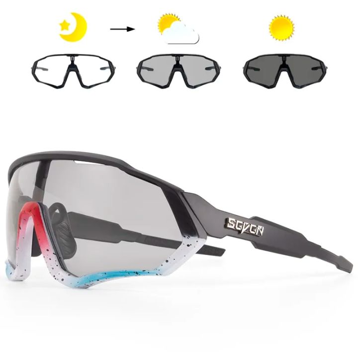 【original】 SCVCN Photochromic Sunglasses MTB Cycling Glasses Men Women Outdoor Running Polarized UV400 Safety Bike Bicycle Eyewear
