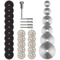 31Pcs Cutting Discs for Dremel Rotary Tool Diamond Cutting Wheel and HSS Circular Saw Blades and Resin Cutting Wheels - silver & black. 