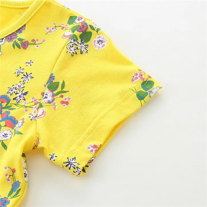 GC%20Girl%20Summer%20Casual%20Dress%20Children's%20Cotton%20Round%20Neck%20Short%20Sleeves%20Flower%20Printed%20Princess%20Dress%20-%20Image%202