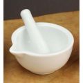 Handheld Ceramic Mortar and Pestle Set - White. 